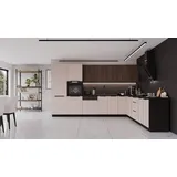 Küchen-Preisbombe Winkelküche ARONA + MONZA L-Form 350 x 290 cm Nußbaum beige