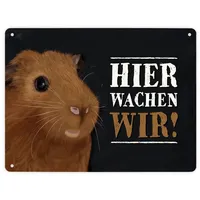 Trendaffe Hier wachen wir! Metallschild XL mit Meerschweinchen Motiv
