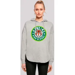 Kapuzenpullover F4NT4STIC "Stranger Things Hawkins Tiger Circle", Damen, Gr. L, grau, Obermaterial: 100% Baumwolle, casual, oversize, Langarm, Pullover, Premium Qualität