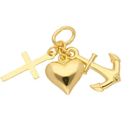 Ketten-Anhänger ADELIA ́S "585 Gold Anhänger Glaube-Liebe-Hoffnung", gold, Schmuckanhänger, Damen, Kinder, Gelbgold 585, Goldschmuck für Damen