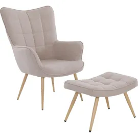 byLIVING Relaxsessel Uta Cord 72 x 97 x 80 cm Beige mit Kissen