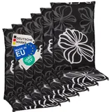 NYVI Gartenstuhl Auflagen Hochlehner 6er Set Barcelona - UV-Beständig, Atmungsaktiv, Strapazierfähig - Hochlehnerauflagen Sitzkissen Outdoor - Sitzauflagen für Gartenstühle 118x50cm Black Flower