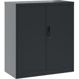 Aktenschrank, Schrank abschließbar, Büroschrank mit 2 Türen und 1 Einlegeböden, Aufbewahrungsschrank aus Pulverbeschichteter Stahl, für Arbeitszimmer, Wohnzimmer, Anthrazit 79x40x90 cm