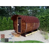 Finn Art Blockhaus Fasssauna Kari 5, Schindeln grün, Outdoor Gartensauna, mit Holz Ofen, Bausatz grün