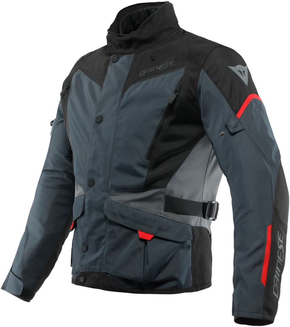 Dainese Tempest 3 D-Dry Motorfiets textiel jas, zwart-grijs-rood, 46