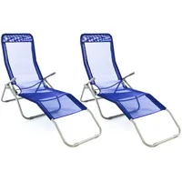 VCM Gartenliege-Set 160 x 48 x 100 cm Blau