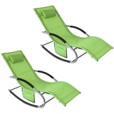 SoBuy Sonnenliege 2-er Set mit Tasche aus Metall und Kunstfasergewebe Grün OGS28-GRx2