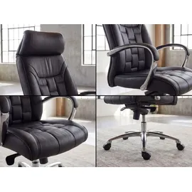 FineBuy Chefsessel Echtleder Schwarz