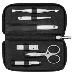 ZWILLING Beauty Maniküre Pediküre Set 6tlg. mit Kompakt-Nagelknipser, Leder, Schwarz Nagelpflegeset 