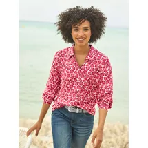 Heine Druckbluse in rot-ecru-bedruckt | Gr.: 40