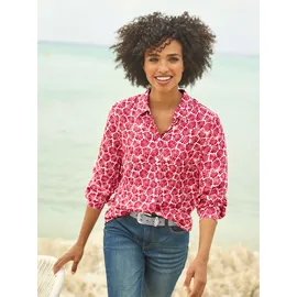 Heine Druckbluse in rot-ecru-bedruckt | Gr.: 40