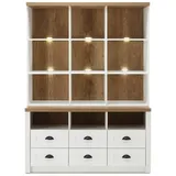 Furn.Design Buffet Seyne (Buffetschrank in Pinie weiß und Eiche hell, 130 x 180 cm) moderner Landhausstil weiß