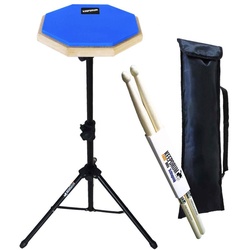 keepdrum Schlagzeug Übungspad DP-BL8 Practice-Pad Blau,mit Stativ, und Drumsticks blau