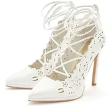 LASCANA Belle Affaire Stiletto Pump mit Cut-Outs, High-Heel-Pumps Mit Schnürbänder und hohem Absatz weiß 39