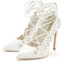 LASCANA Belle Affaire Stiletto Pump mit Cut-Outs, High-Heel-Pumps Mit Schnürbänder und hohem Absatz weiß 39