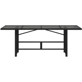 vidaXL Gartentisch mit Glasplatte 190 x 80 x 74 cm Schwarz