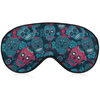 Lustige Schlafmaske für Damen und Herren, blau, grün, rot, Blumenschädel, weiche Augenbinde, Augenmaske zum Schlafen, verstellbares elastisches Band, Verdunkelungs-Schlafabdeckung, Augenschutz für R