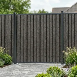 [neu.holz] Gartenzaun Startermodul 185 x 180 cm Grau/WPC