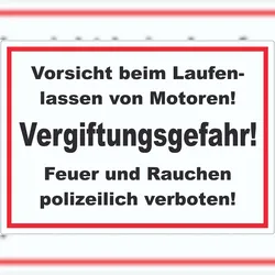 Vorsicht beim laufen lassen von Motoren Aufkleber A0 (841x1189mm)
