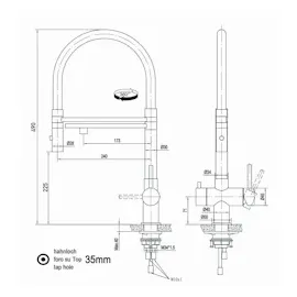 VIZIO 3 Wege Wasserhahn Küchenarmatur Edelstahl Massiv Türkis