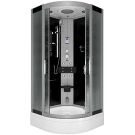 AcquaVapore Komplettdusche mit Schiebetür 100 x 225 cm schwarz Sicherheitsglas D46-63M0
