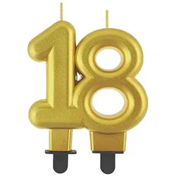 18. Geburtstag Kerze gold Zahl