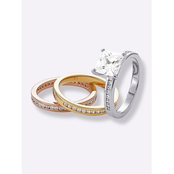 Ring-Set LADY Gr. 21, silber (silber 925), Fingerringe, Damen, 21, Silber 925 (Sterlingsilber)-Gold-Metall-Roségold 585-Metall, Silber 925 (Sterlingsilber), Gold, Metall, Rosu00e9gold 585, Metall