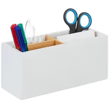 Relaxdays Schreibtisch Organizer, 4 Fächer, weiß