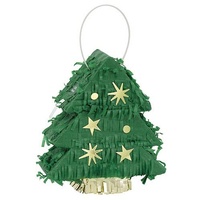 Moderne Weihnachts-Piñata aus Papier, goldfarben, grün und grün, 1 Stück, auffälliges Design, perfekte Dekoration für Partys, Themenveranstaltungen und festliche Feiern
