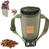 Duuclume Hunde-Leckerli-Trainingsbeutel 3 Arten zu tragen Elastisches auslaufsicheres Futter-Netz-Design Eingebauter Kotbeutel-Spender Verstellbare multifunktionale Schulter/Taillen Tasche(Armeegrün)