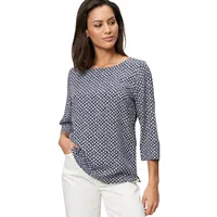 Zero Damen Schlupfbluse mit grafischem Print 36, BlueCream -