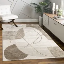 Paco Home Teppich Wohnzimmer Kurzflor, Blätter Floral Regenbogen Geometrisch Grösse 200x290 cm - beige,