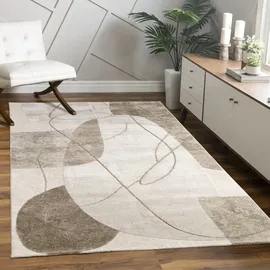 Paco Home Teppich Wohnzimmer Kurzflor, Blätter Floral Regenbogen Geometrisch Grösse 200x290 cm - beige,