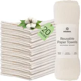 Mioeco 20er-Pack Wiederverwendbare Küchentücher - Waschbare Spültücher aus Bio-Baumwolle - Alternative zu Küchenrollen & Baumwoll Putztüchern - Saugfähig, Robust & Umweltfreundlich