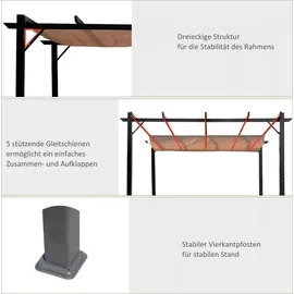 Outsunny Pergola Pavillon 3 x 4 m Grau/Braun