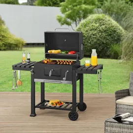 casa.pro Holzkohlegrill Arnad 105 x 135 x 47,5 cm Schwarz 