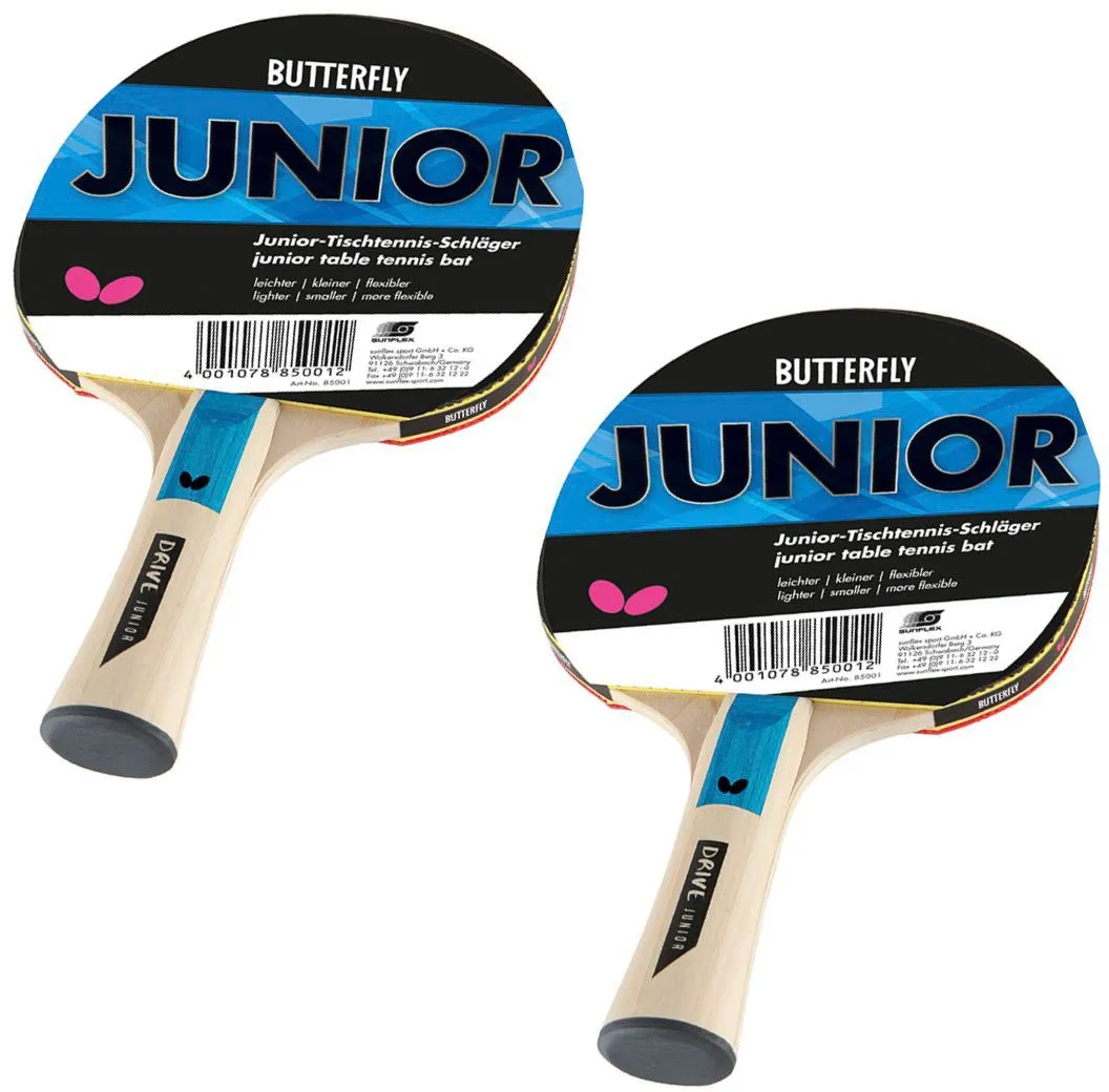 Tischtennisschläger BUTTERFLY "2er Set Butterfly Junior, Schläger Racket Bat" braun (holzfarbig)