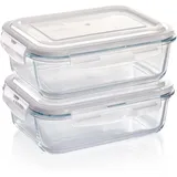 GRIZZLY Frischhaltedose Glas braun rechteckig 2 x 1,52 l