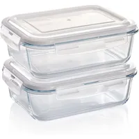GRIZZLY Frischhaltedose Glas braun rechteckig 2 x 1,52 l