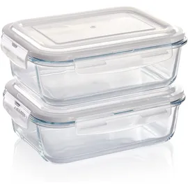 GRIZZLY Frischhaltedose Glas braun rechteckig 2 x 1,52 l