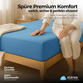 etérea Himmlische Qualität Spannbettlaken Jersey 100 x 200 - 120 x 200 cm Blau