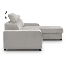 beautysofa Eckcouch Samt L-Form mit Schlaffunktion 2-Sitzer Beige