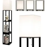 Costway Stehleuchte 160cm, 3-Ebenen Regal mit USB-Anschluss, aus Holz, für E27