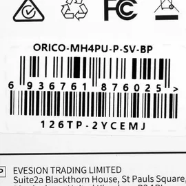 ORICO USB 3.0 Hub 4 Port, Aluminium SuperSpeed Daten hub Mit Extra Netzteilanschluss Port für Desktop Computer, MacBook, MacBook Air/Pro/Mini(Silber)