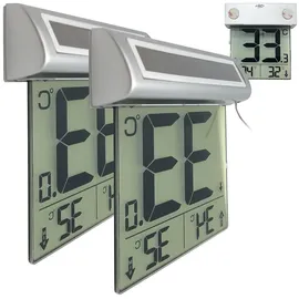 Infactory Solar-Fensterthermometer 2er-Set Großes Display