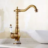Retro-Waschtischarmatur, Einhand-Waschtischarmatur, Badezimmer-Wasserhahn, Keramikgriff, Badezimmer-Waschtischarmatur, Küchenspüle-Wasserhahn(Antikes
