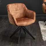 Riess-Ambiente Stuhl EUPHORIA braun Samt Armlehne Metallgestell schwarz drehbar Esszimmer
