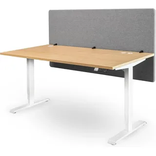 Ergotopia Akustik Trennwand Schreibtisch (180 x 80 x 2,8 cm), Verstellbarer Sichtschutz für Büro | Fokus Tischtrennwand in grau, Schallschutz Raumtrenner mit Klemmen, Schreibtisch Akustikwand