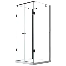 BuyLando.Shop Glaswerk Westfalen- Emma 100x80x100cm U-Duschkabine SW - Schwarz, Transparent