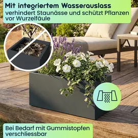 ethick Blumentopf Rechteckig 58 x 26 x 26 cm Anthrazit